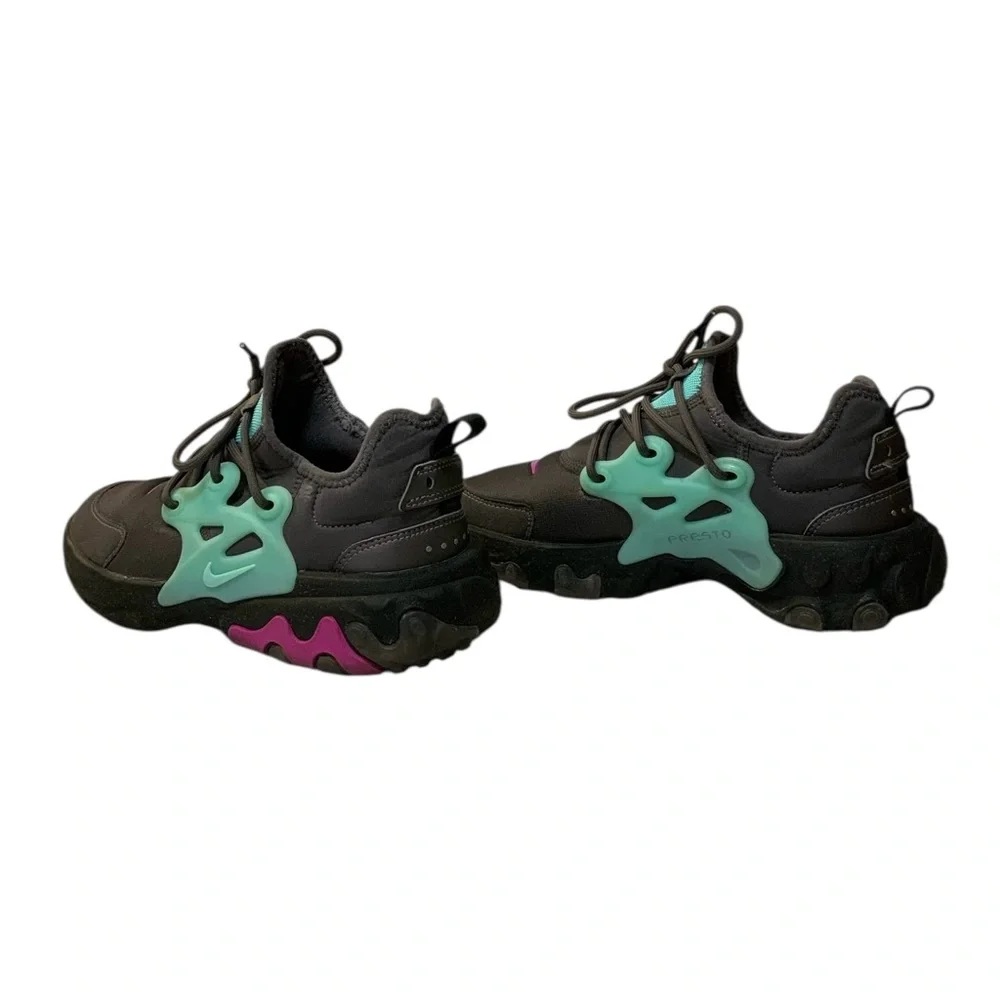 Nike Presto React Youth Gray/Pink/Teal Running Sneakers - Picture 5 of 7
